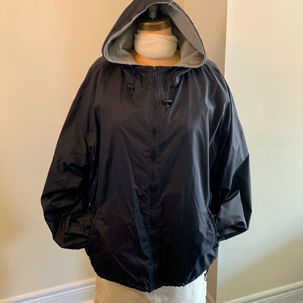 California outwear black unisex worn once nylon shell jersey lining zip jacket